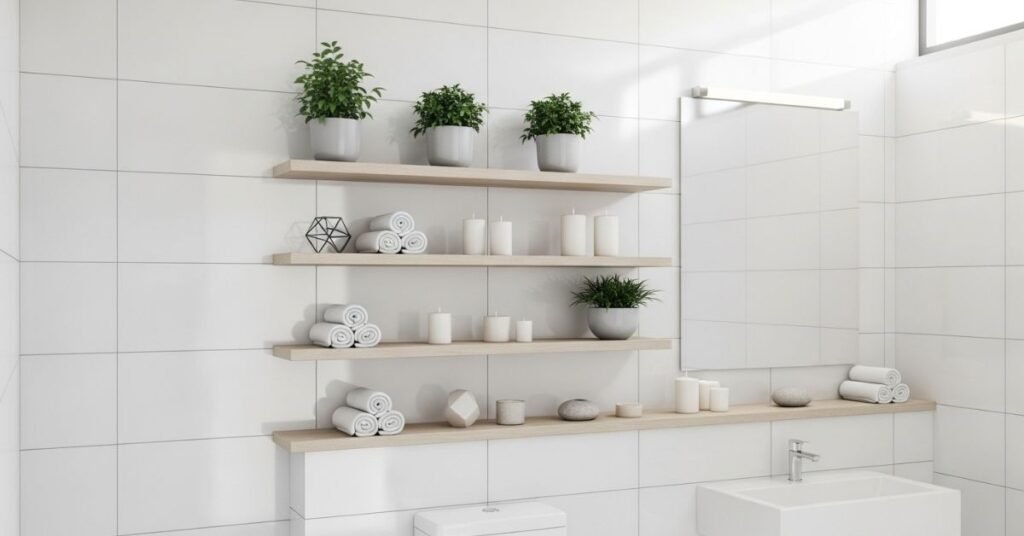 Floating Shelves Above the Toilet