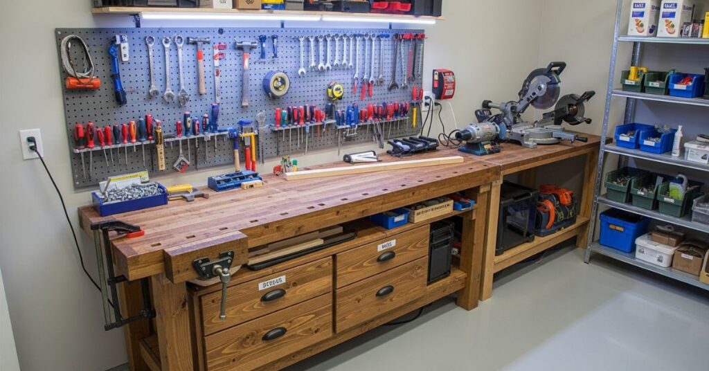 Garage Workshop with Workbench Setup