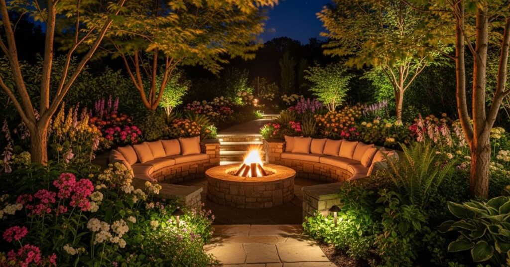 Garden Integrated Fire Pit Relaxation Zone