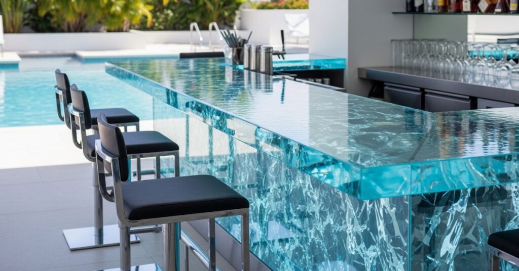 Glass Countertop Pool Bar