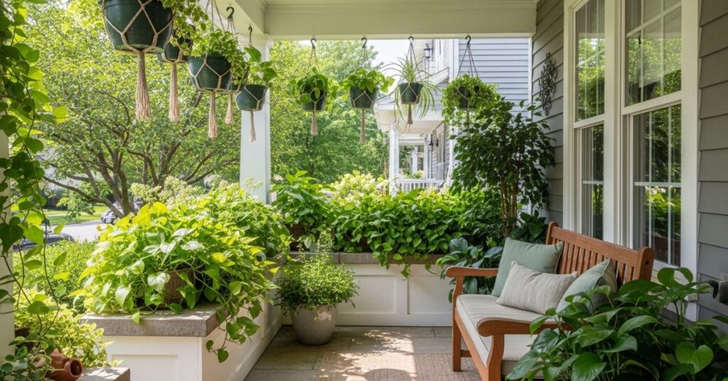 Greenery-Integrated Seating with Planters and Plants