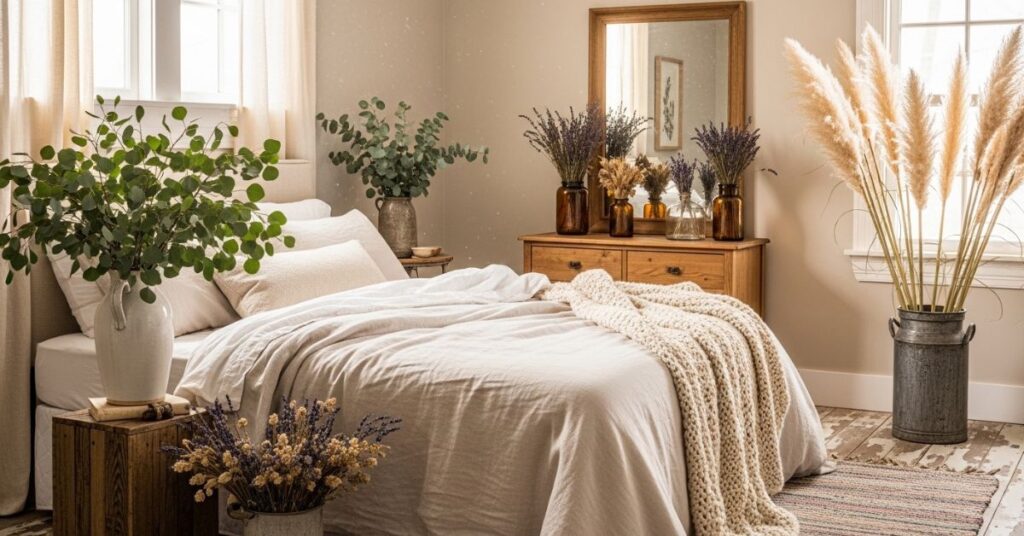 Greenery and Dried Flowers for Fresh Vintage Look