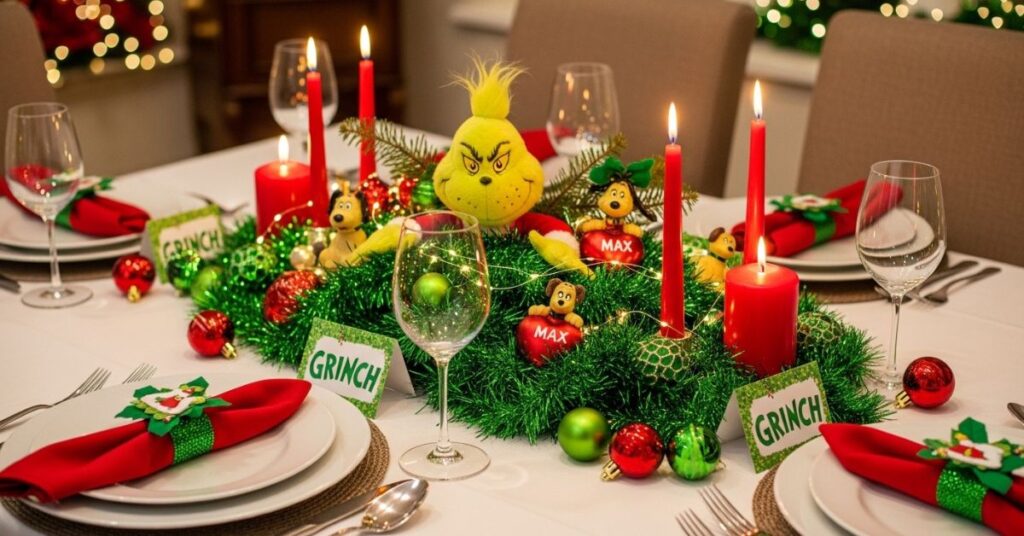 Grinch Table Centerpiece for Holiday Dinners