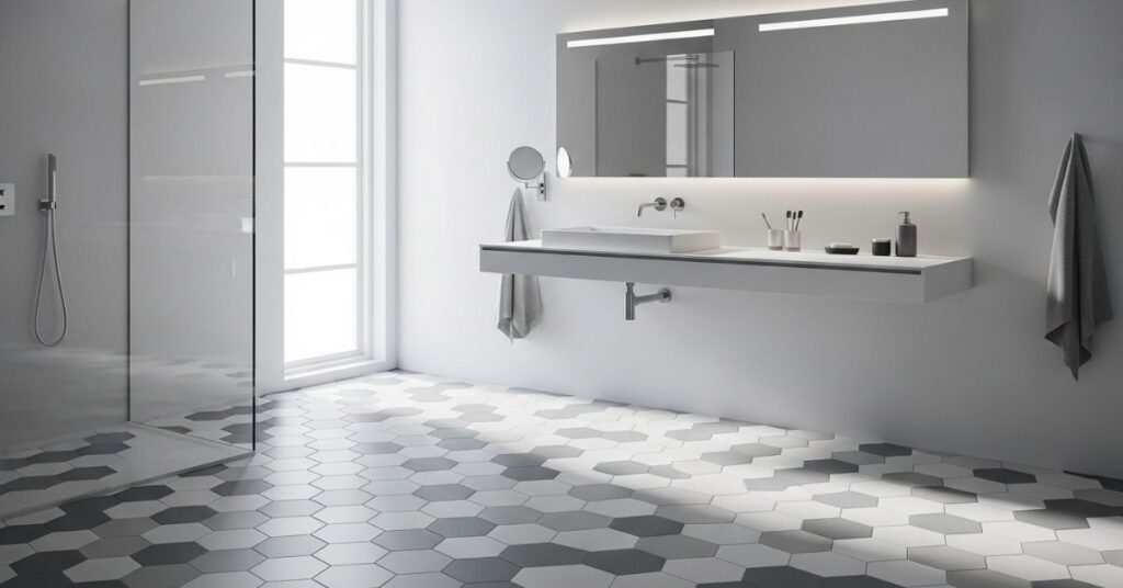 Hexagon Bathroom Tile Designs for Trendy Styling