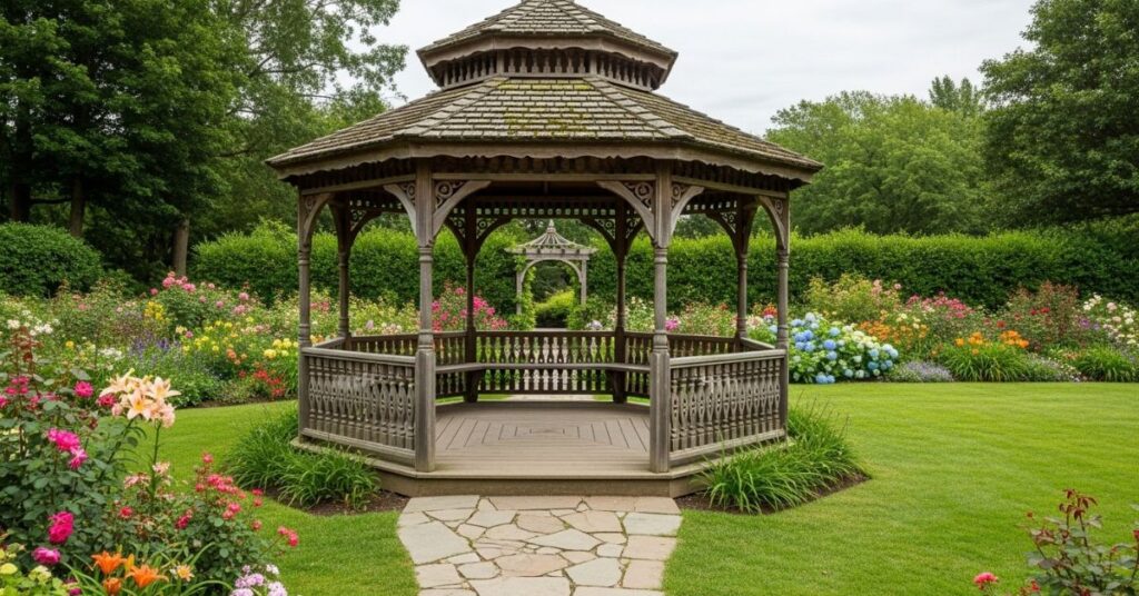 Hexagonal Traditional Wooden Gazebo Style