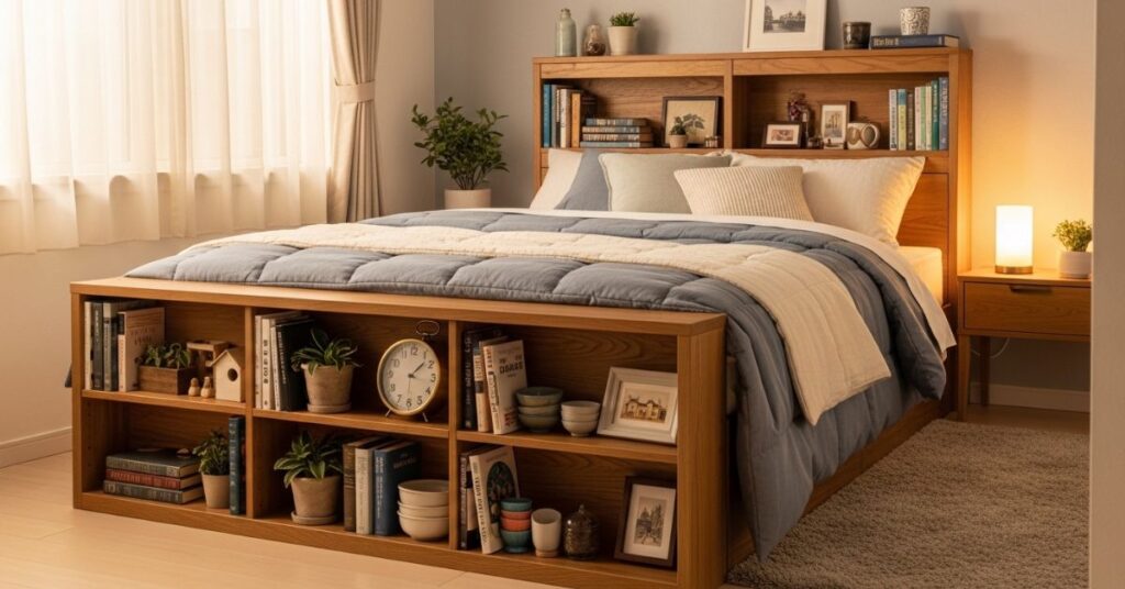 Hidden Storage Behind Headboards