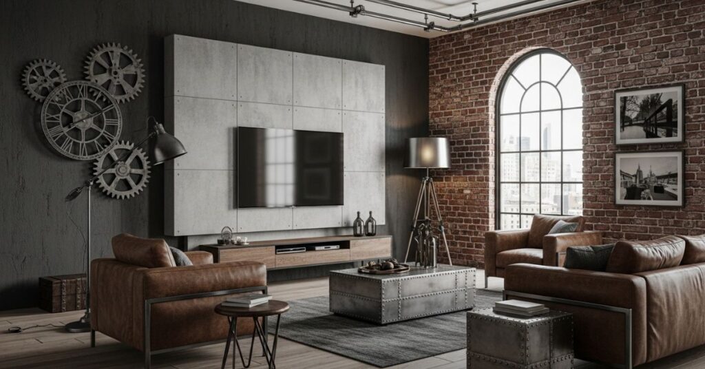 Industrial Style Concrete TV Wall