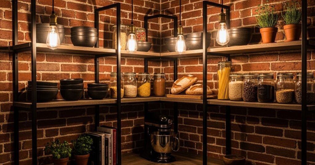 Industrial Style Corner Pantry Design