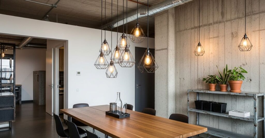 Industrial Style Dining Room Lighting Ideas