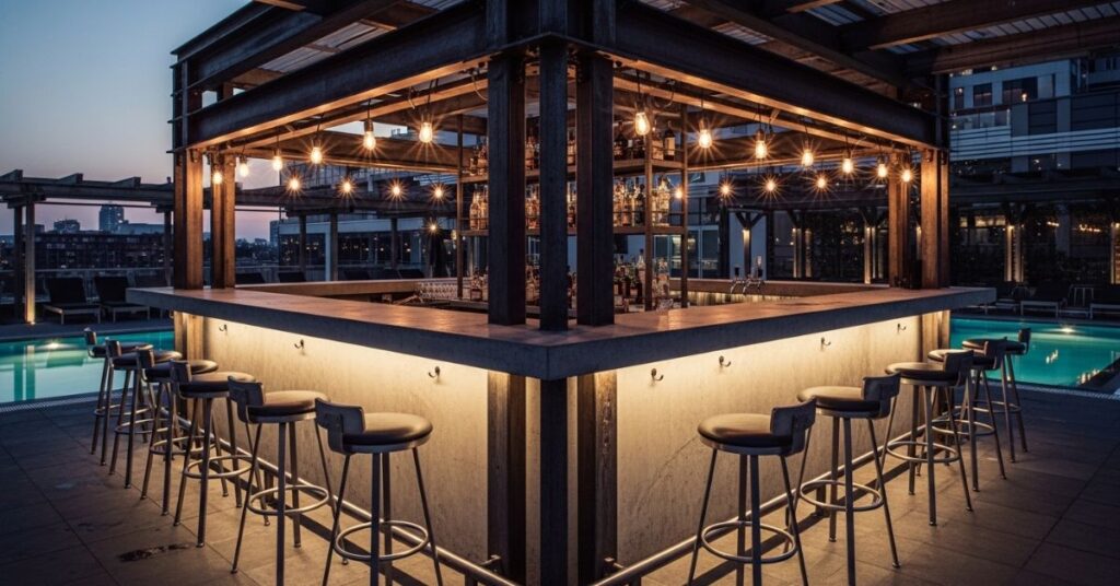 Industrial Style Pool Bar