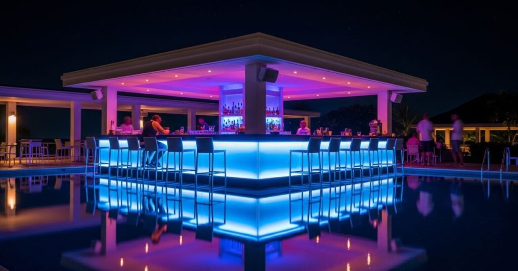 LED-Lit Night Pool Bar