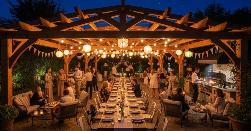 Large Entertainment Wooden Pergola for Outdoor Gatherings
