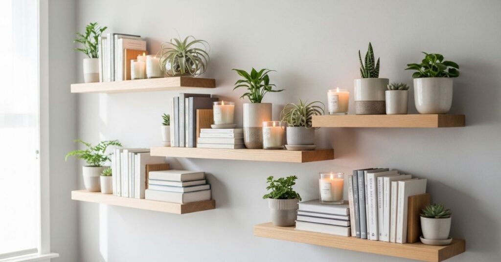 Living Room Shelf Styling With Mini Plants