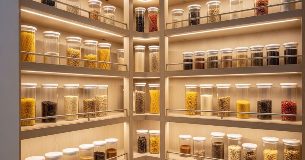Luxury Corner Pantry with LED Lighting
