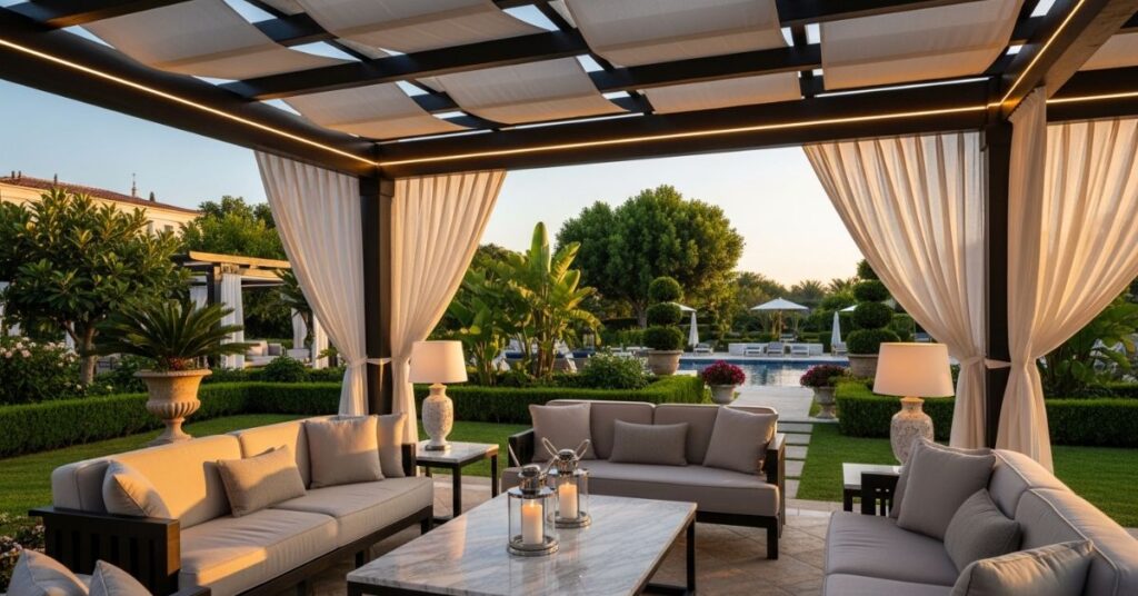 Luxury Pergola Seating Furniture Arrangements