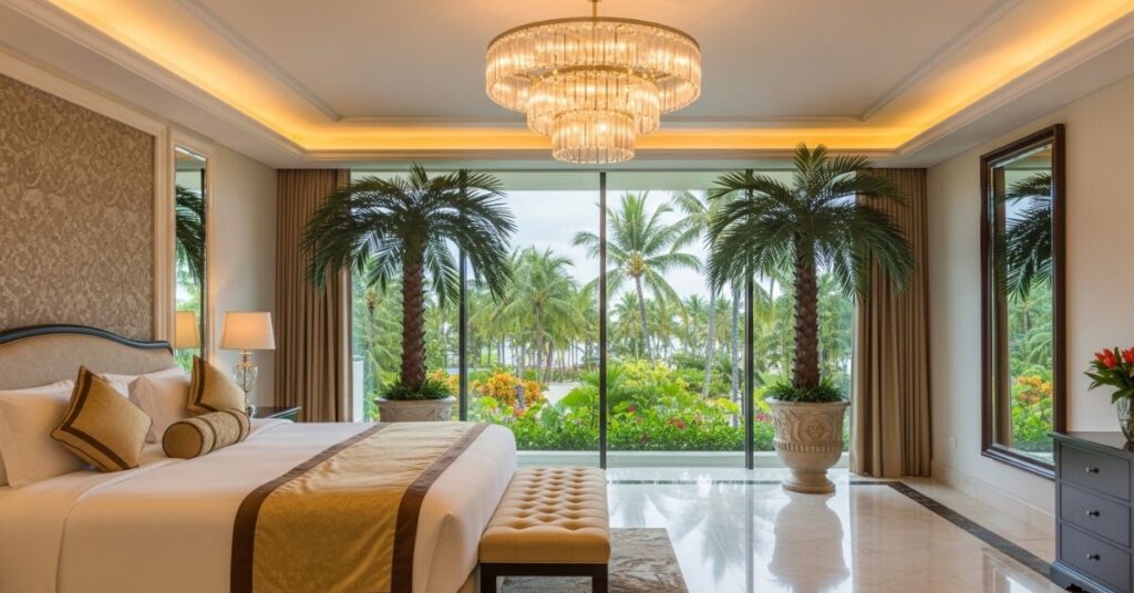 Luxury Resort Style Tropical Bedroom Idea: A luxury