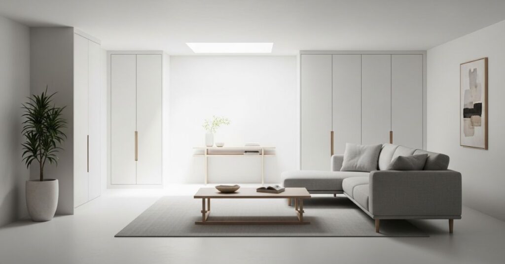 Minimalist Modern Basement Living Room