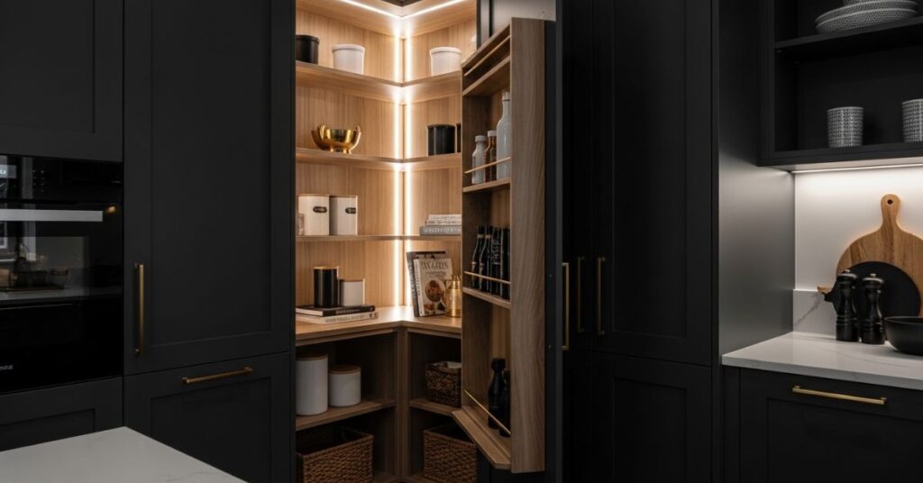 Modern Black Corner Pantry Look
