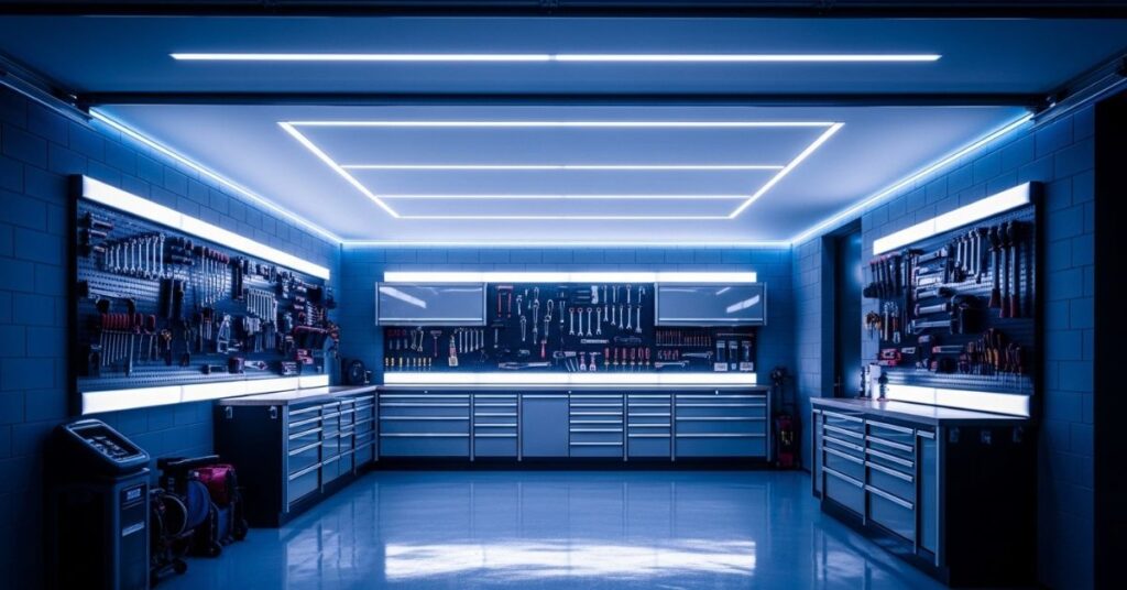 Modern Garage with LED Strip Lighting
