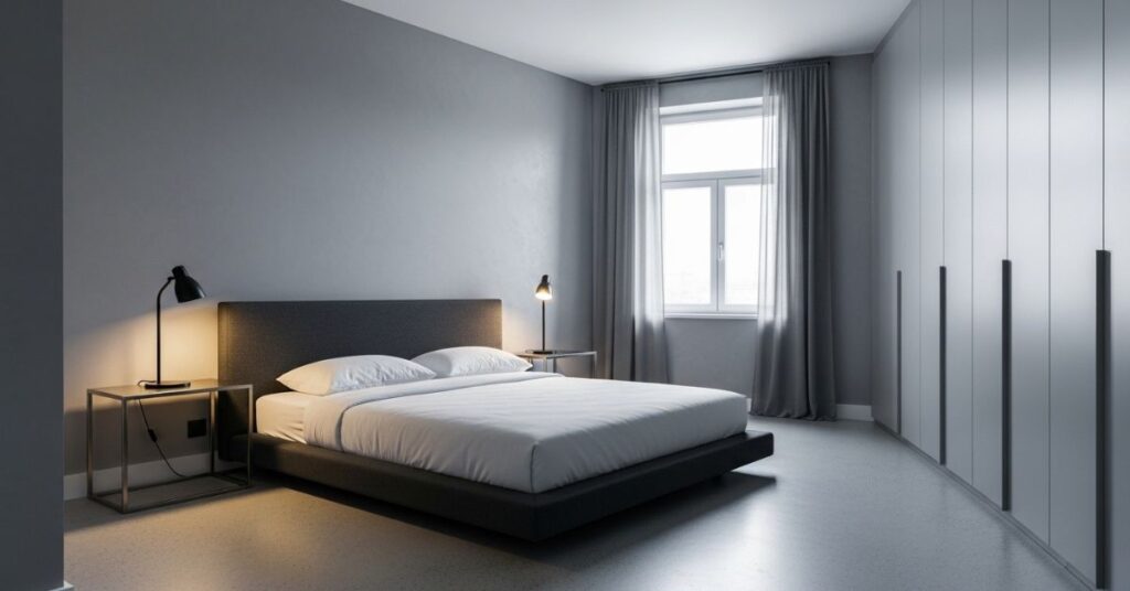 Modern Gray Bedroom with Sleek Furniture