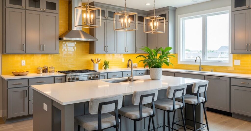 Modern Gray and Yellow Kitchen Vibe
