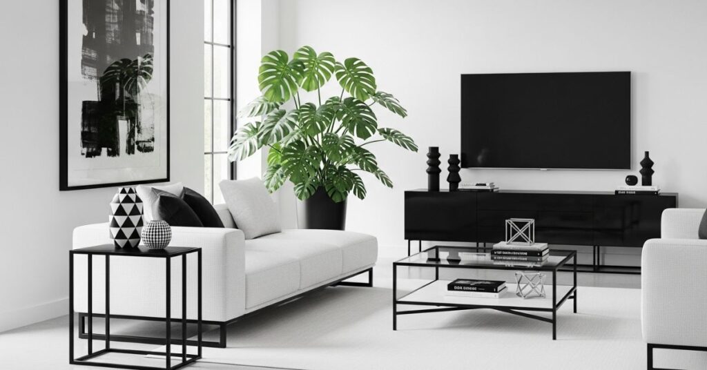 Modern Living Room With Statement Plant Decor