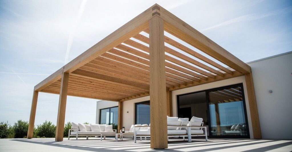 Modern Minimalist Wooden Pergola with Clean Lines