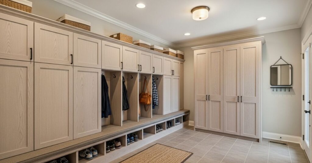 Mudroom Lockers with Coat Closet Combination