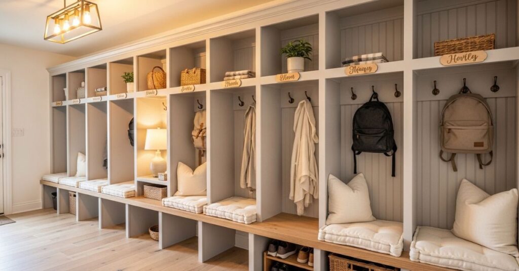 Mudroom Lockers with Personalized Name Tags