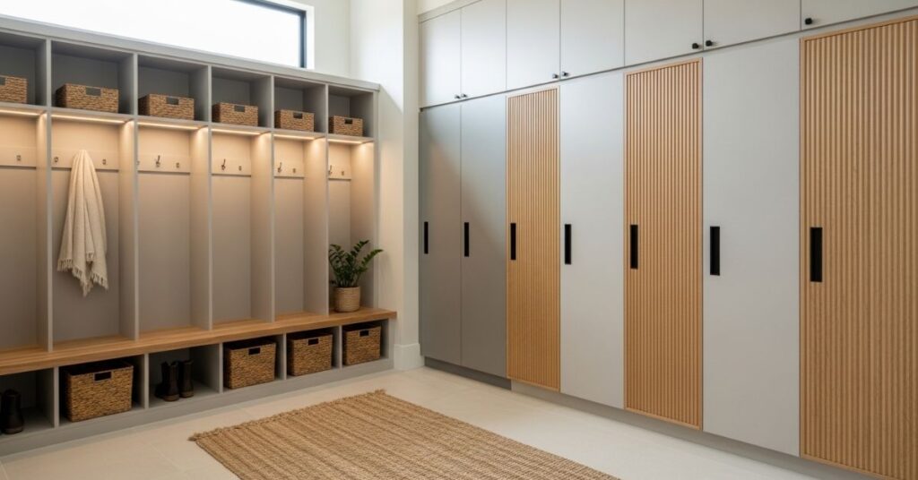 Mudroom Lockers with Sliding Doors