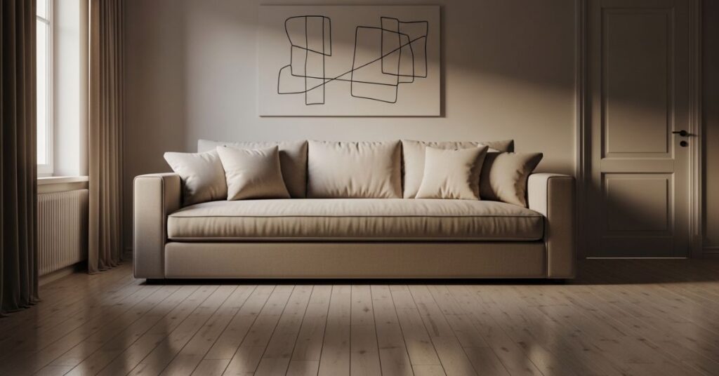 Neutral Living Room with Statement Sofa Focus