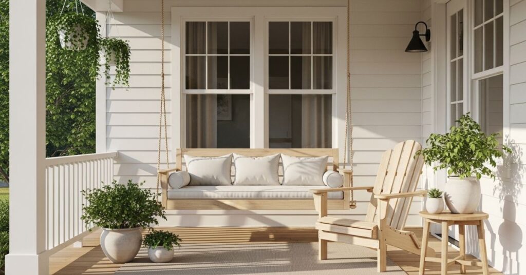Neutral Porch with Greenery Accents