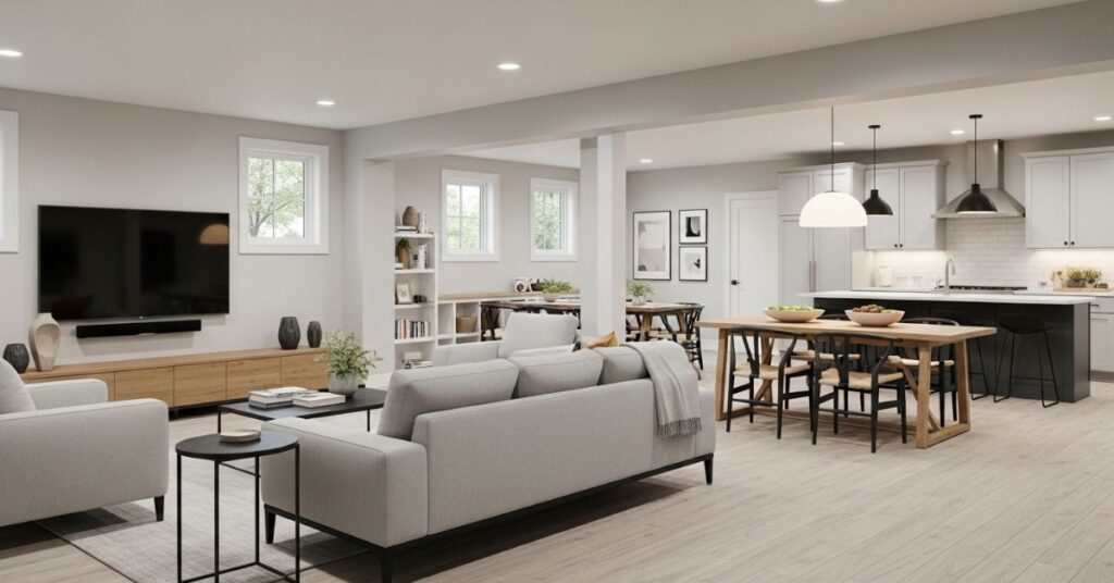 Open Concept Basement Family Room Design Ideas