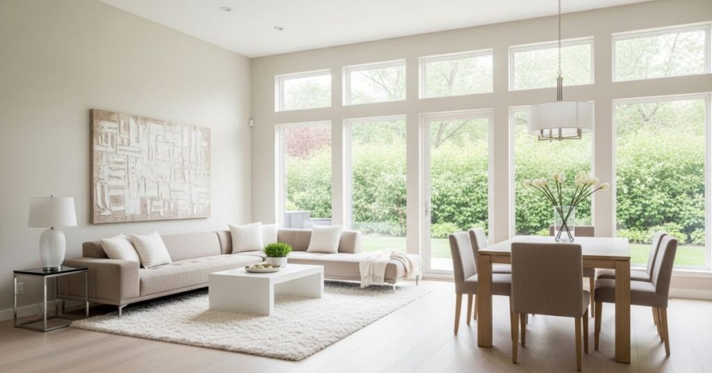 Open Concept Neutral Living Room Design Ideas