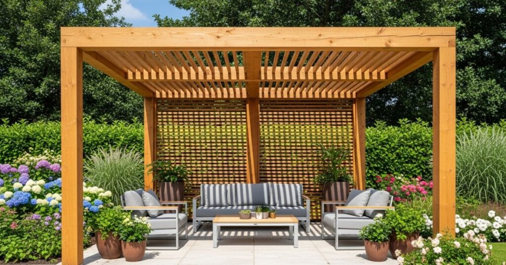 Open Roof Wooden Pergola for Natural Light Experience