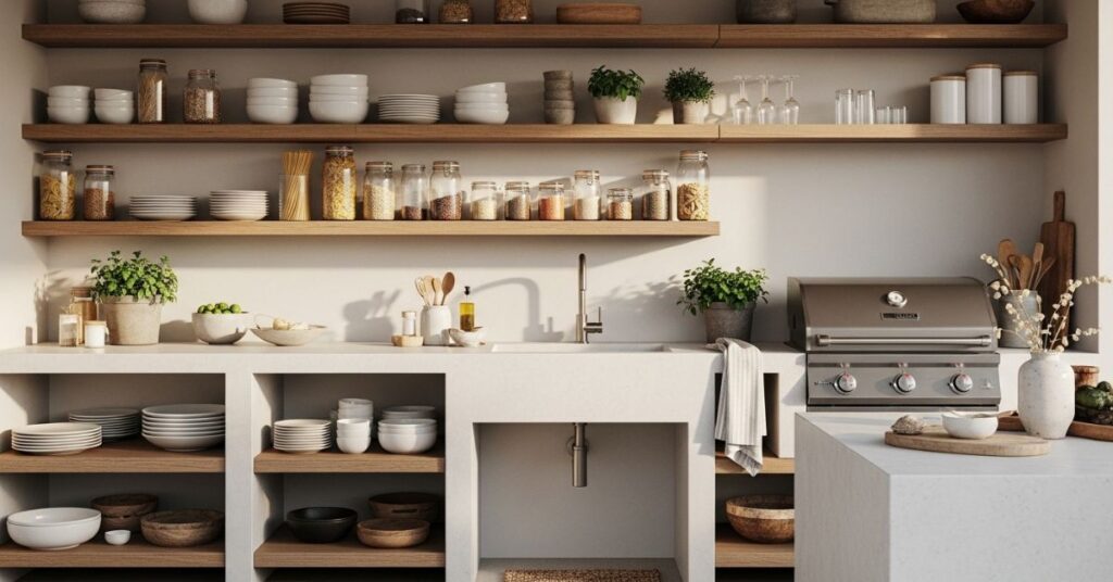 Open Shelf Outdoor Kitchen Design