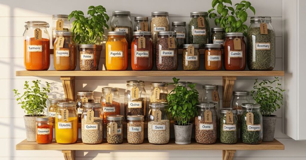 Open Shelving with Mason Jars