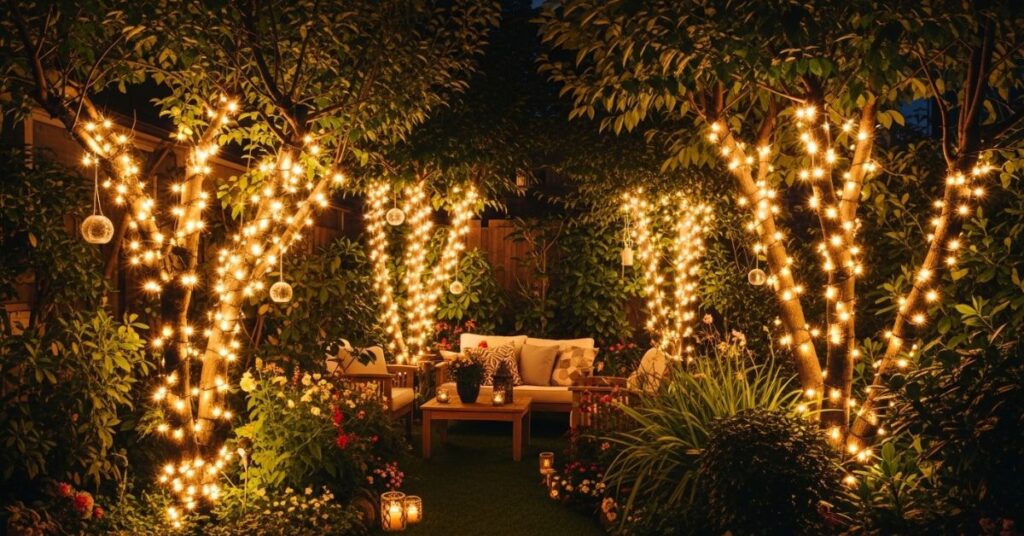 Outdoor Fairy Light Garden Retreat