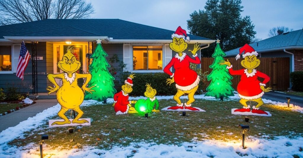 Outdoor Grinch Yard Display with Cutouts