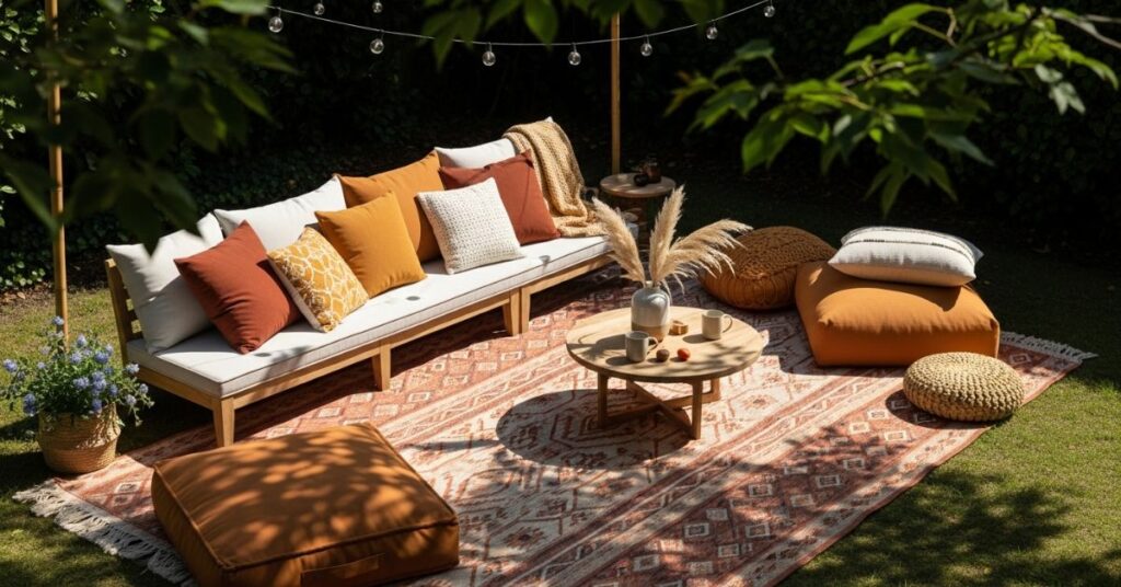 Outdoor Rug and Pillow Lounge