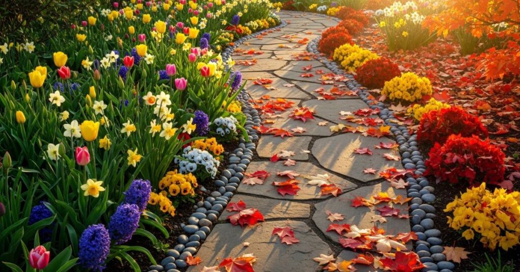 Paths Highlighting Seasonal Plants