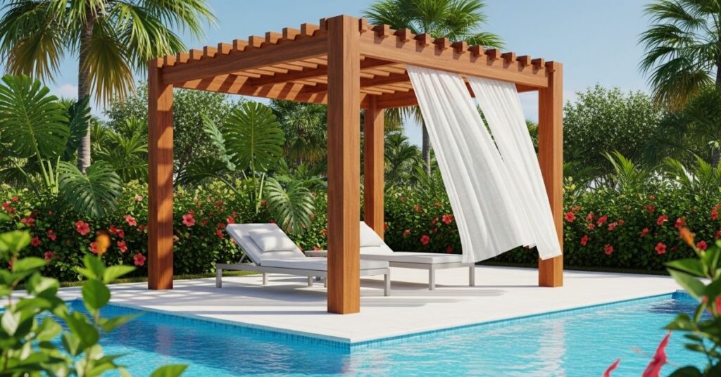 Poolside Wooden Pergola for a Luxury Resort Look
