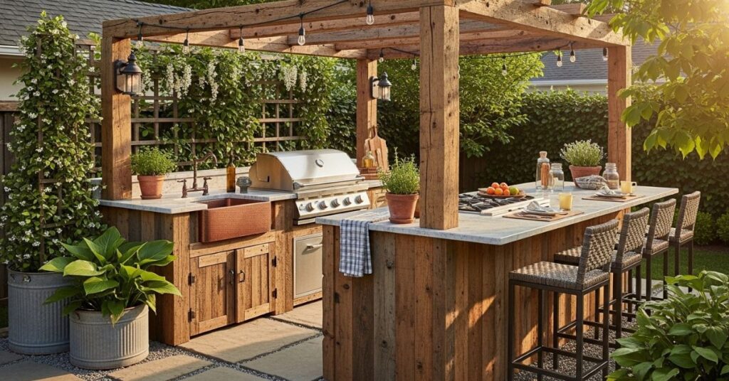 Reclaimed Wood Outdoor Kitchen