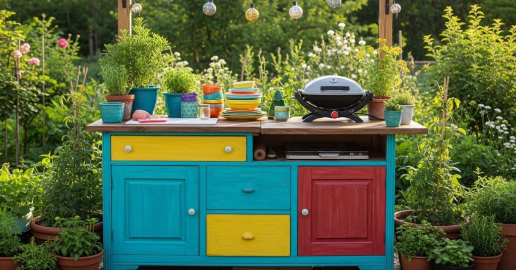 Repurposed Furniture Kitchen Setup