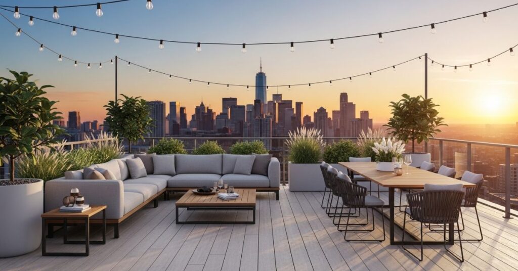Rooftop Terrace Furniture Layout Ideas
