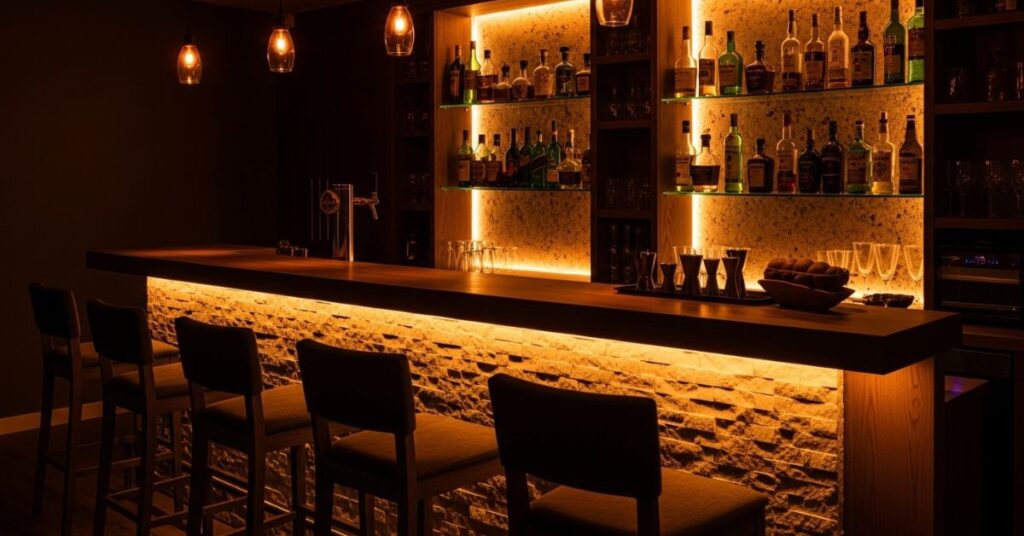 Rustic Basement Bar Corner