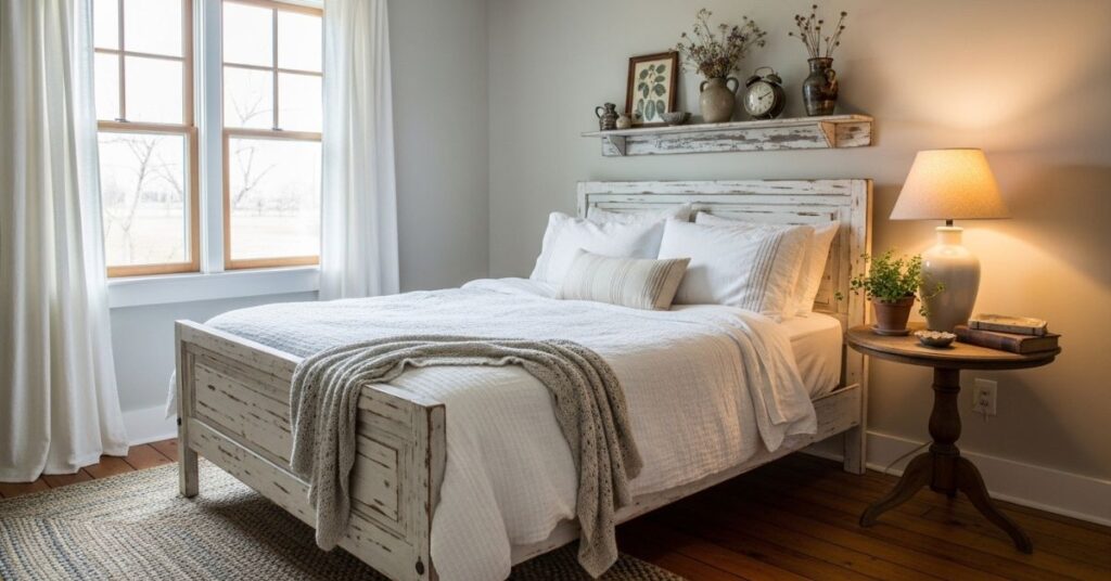 Rustic Wooden Bed Frames with Distressed Finish