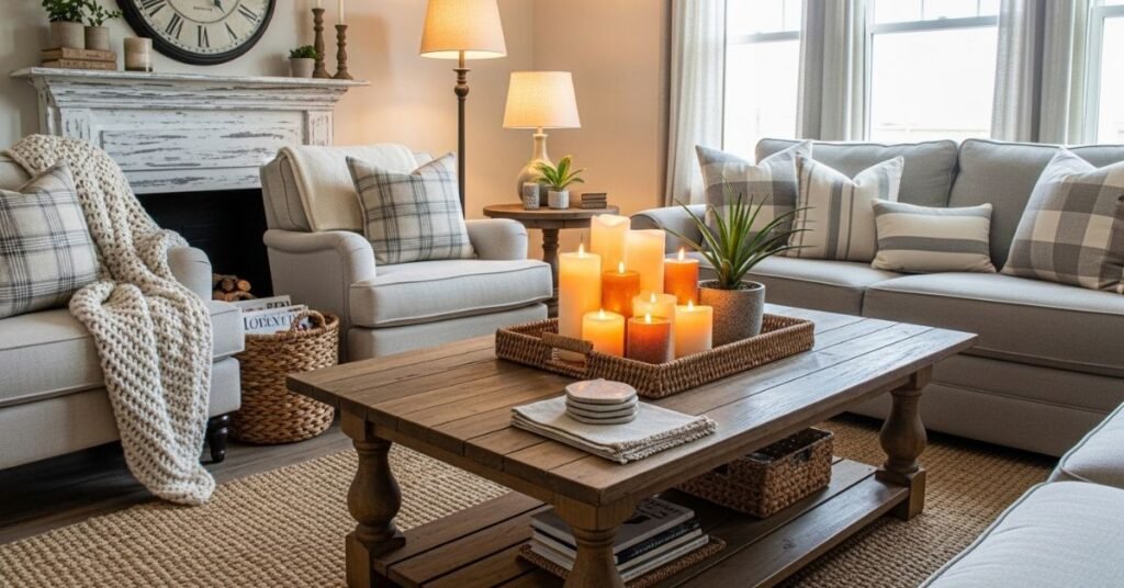 Rustic Wooden Coffee Table Decor