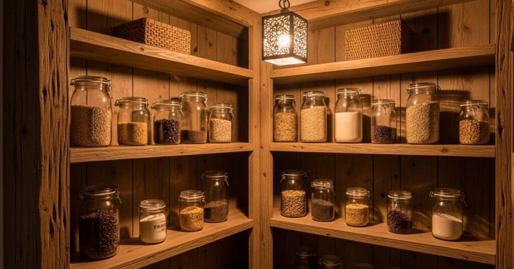 Rustic Wooden Corner Pantry Style