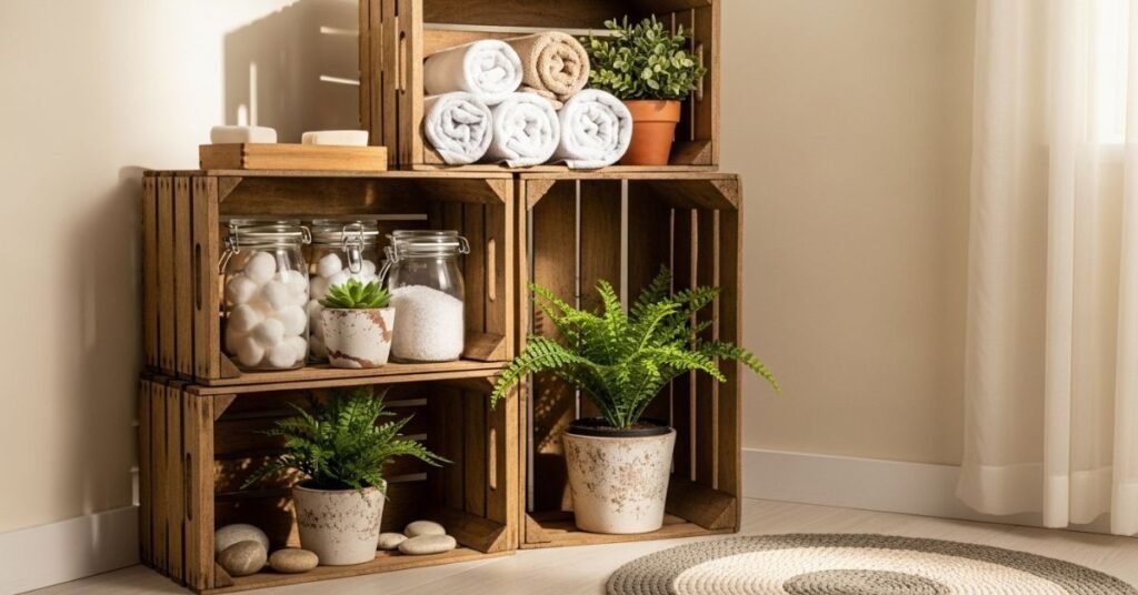 Rustic Wooden Crate Storage
